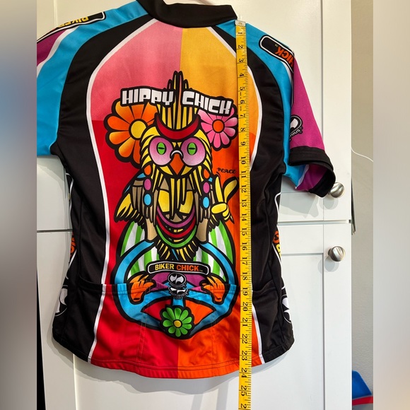 Hippie Chick Cycling Jersey, Biker Chic XL 1/4 zipper front , pockets, vibrant - Picture 7 of 8